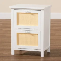 Sariah Wood Rattan 2 Door Nightstand White - Baxton Studio 21 Sariah Wood Rattan 2 Door Nightstand White - Baxton Studio -Baxton Studio GUEST 35d60247 9ced 49dd b72c 97cde288677e