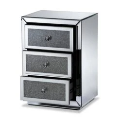 Talan 3 Drawers Mirrored Nightstand - Baxton Studio