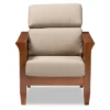 Baxton Studio Larissa Modern Classic Mission Style Cherry Finished Wood And Fabric High Back Cushioned Living Room Dark Beige Cherry -Baxton Studio GUEST 362051f4 c290 494d 9916 bb435ce3137d