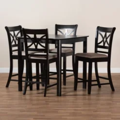 5pc Chandler Pub Dining Set Sand/Espresso - Baxton Studio -Baxton Studio GUEST 3698ef7a 2d03 4746 befd 8d38bc2b9cd1