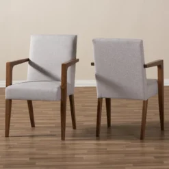 Set Of 2 Andrea Mid - Century Modern Upholstered Wooden Armchair - Grayish Beige - Baxton Studio 10 Set Of 2 Andrea Mid - Century Modern Upholstered Wooden Armchair - Grayish Beige - Baxton Studio -Baxton Studio GUEST 369f10b0 9cf6 47a4 a257 ead9a167bd3b