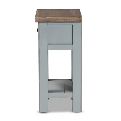 Hastin Two-Tone Wood 1 Drawer Nightstand Brown/Gray - Baxton Studio 5 Hastin Two-Tone Wood 1 Drawer Nightstand Brown/Gray - Baxton Studio - Image 3