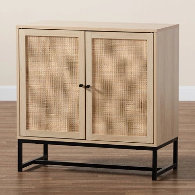 Caterina Wood And Natural Rattan 2 Door Storage Cabinet Natural Brown/Black - Baxton Studio 10 Caterina Wood And Natural Rattan 2 Door Storage Cabinet Natural Brown/Black - Baxton Studio - Image 8