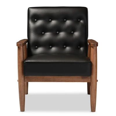 Sorrento Mid - Century Retro Modern Faux Leather Upholstered Wooden Lounge Chair - Baxton Studio 3 Sorrento Mid - Century Retro Modern Faux Leather Upholstered Wooden Lounge Chair - Baxton Studio