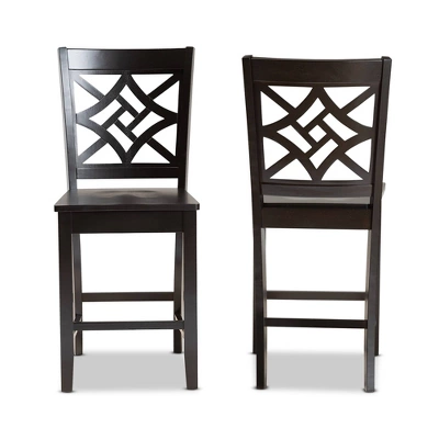 2pc Nicolette Wood Counter Height Barstools - Baxton Studio 3 2pc Nicolette Wood Counter Height Barstools - Baxton Studio