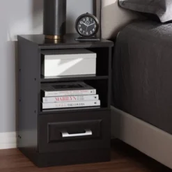 Odelia Modern And Contemporary Finished 1 Drawer Nightstand Dark Brown - Baxton Studio -Baxton Studio GUEST 387113aa ffb1 4bce a19b e4c14db7af84
