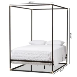Queen Eva Vintage Industrial Finished Metal Canopy Bed Black - Baxton Studio -Baxton Studio GUEST 387a32ea 690d 4b69 bf47 12241ffc93a1