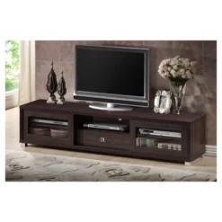 Beasley Cabinet With 2 Sliding Doors And Drawer TV Stand For TVs Up To 70" Dark Brown - Baxton Studio -Baxton Studio GUEST 389c1d05 fdcf 4625 a1ee 84cf47fa9cfb