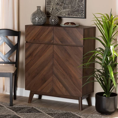 Hartman Wood Shoe Cabinet Walnut Brown - Baxton Studio 11 Hartman Wood Shoe Cabinet Walnut Brown - Baxton Studio - Image 9