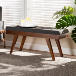 Alona Medium Wood Dining Bench Gray - Baxton Studio -Baxton Studio GUEST 39a6b463 58ba 4b32 8aa0 114f8a38da17