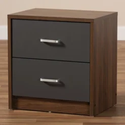 Hansel 2 Drawer And Finished Nightstand Brown/Gray - Baxton Studio -Baxton Studio GUEST 39cc9ca3 773e 44b1 8256 5e201d432cb1