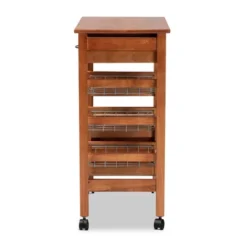Crayton Wood And Metal Mobile Kitchen Storage Cart Oak Brown/Silver - Baxton Studio -Baxton Studio GUEST 3b0f7eac 4c7d 456c bd98 426b53de1450