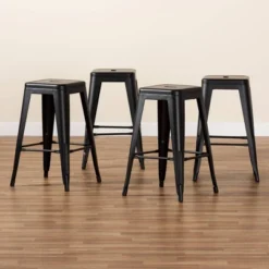 4pc Horton Metal Stackable Counter Stool Set - Baxton Studio -Baxton Studio GUEST 3b6017b3 aa1f 4b8f a901 378408dbbb31