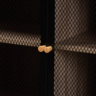 Asher Wood And Metal 2 Door Sideboard Dining Cabinet Natural Brown/Black - Baxton Studio 7 Asher Wood And Metal 2 Door Sideboard Dining Cabinet Natural Brown/Black - Baxton Studio - Image 5