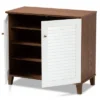 Coolidge 4 Shelf Wood Shoe Cabinet White/Walnut - Baxton Studio -Baxton Studio GUEST 3bc3b2bf cc3e 415a bc86 401190cb935e