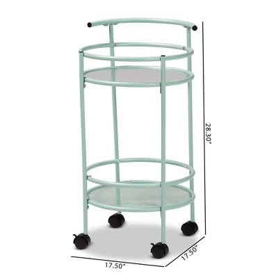 Newell Metal 2 Tier Kitchen Cart Mint Green/Black - Baxton Studio 9 Newell Metal 2 Tier Kitchen Cart Mint Green/Black - Baxton Studio - Image 7