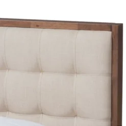 Soloman Mid - Century Modern Fabric And Walnut Finished Wood Platform Bed - Baxton Studio -Baxton Studio GUEST 3bfc1dd4 2ea4 4f86 9e4c d3ab6eedfa19