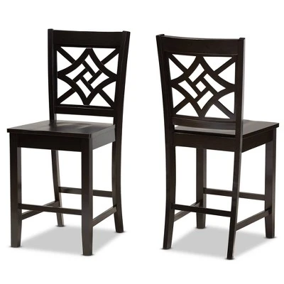 2pc Nicolette Wood Counter Height Barstools - Baxton Studio 9 2pc Nicolette Wood Counter Height Barstools - Baxton Studio - Image 7