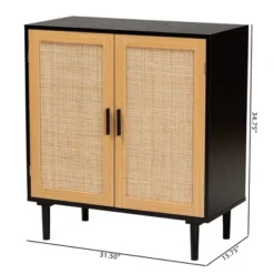 Maureen Wood And Rattan 2 Door Storage Cabinet Espresso/Natural Brown - Baxton Studio -Baxton Studio GUEST 3c6545b3 9c88 46b8 9d8c 535ba1f73619