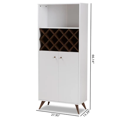 Baxton Studio Serafino And Walnut Finished Wood Wine Cabinet White/Brown - BaxtonStudio 3 Baxton Studio Serafino And Walnut Finished Wood Wine Cabinet White/Brown - BaxtonStudio