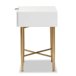 Marcin Wood And Metal 1 Drawer Nightstand White/Gold - Baxton Studio -Baxton Studio GUEST 3cda5b2e 952e 4152 8276 9101b518bd2d