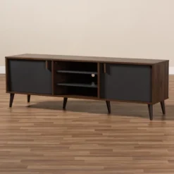 Samuel Finished TV Stand For TVs Up To 55" Walnut Brown/Dark Gray - Baxton Studio -Baxton Studio GUEST 3d273907 7118 4d38 8734 382e4b6a5cce