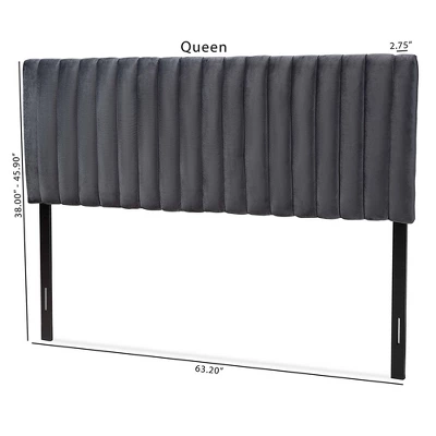Emile Velvet Fabric Upholstered And Wood Headboard - Baxton Studio 11 Emile Velvet Fabric Upholstered And Wood Headboard - Baxton Studio - Image 9