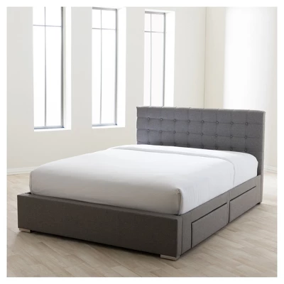 King Rene Modern And Contemporary Fabric 4-Drawer Storage Platform Bed Gray - Baxton Studio 11 King Rene Modern And Contemporary Fabric 4-Drawer Storage Platform Bed Gray - Baxton Studio - Image 9