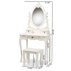 2pc Macsen Wood Vanity Set With Adjustable Mirror White - Baxton Studio 21 2pc Macsen Wood Vanity Set With Adjustable Mirror White - Baxton Studio -Baxton Studio GUEST 3e81f0ef 9af5 43af aa52 068773e52920