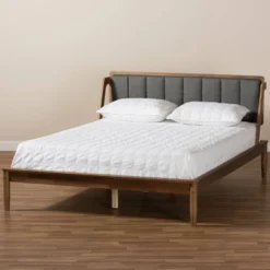Helsa Mid-Century Modern Platform Bed Walnut/Brown/Gray - Baxton Studio 16 Helsa Mid-Century Modern Platform Bed Walnut/Brown/Gray - Baxton Studio -Baxton Studio GUEST 3ec33bfa fcc3 40b7 849a 2615dcabb91e