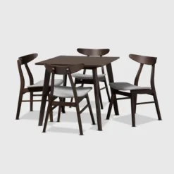 5pc Britte Fabric Upholstered Wood Dining Set - Baxton Studio -Baxton Studio GUEST 3f569002 a20e 4beb 9625 f4bccc27c5b2