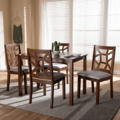 5pc Abilene Walnut Finished Dining Set Gray/Brown - Baxton Studio 8 5pc Abilene Walnut Finished Dining Set Gray/Brown - Baxton Studio -Baxton Studio GUEST 3f8c46a0 b7f2 4c0d b5c2 4887ff12f06b