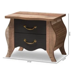 Romilly Country Cottage Farmhouse Oak Finished Wood 2 Drawer Nightstand Black/Brown - Baxton Studio -Baxton Studio GUEST 3fa820e7 b57c 43b9 bd95 1b3f2ad18257
