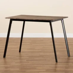 Calder Wood And Metal Dining Table Walnut Brown/Black - Baxton Studio -Baxton Studio GUEST 40333ceb 1372 4c68 800c 12d2c32087e3