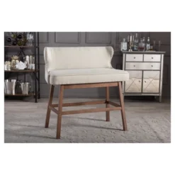 Gradisca Modern And Contemporary Fabric Button Tufted Upholstered Bar Bench Banquette - Baxton Studio -Baxton Studio GUEST 40bdde84 f53f 4e8b a5b9 9c9da3d09fa8