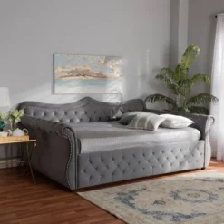 Abbie Velvet Fabric Upholstered Crystal Tufted Daybed - Baxton Studio 14 Abbie Velvet Fabric Upholstered Crystal Tufted Daybed - Baxton Studio -Baxton Studio GUEST 416a856b 1c6d 4a0b acdb a6cfaf393ef6