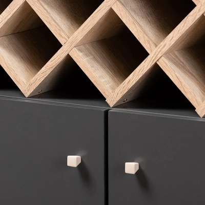 Serafino And Oak Finished Wood Wine Cabinet - Baxton Studio 7 Serafino And Oak Finished Wood Wine Cabinet - Baxton Studio - Image 5