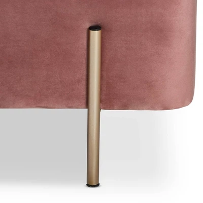 Rockwell Blush Velvet Metal Storage Bench Pink/Gold - Baxton Studio 7 Rockwell Blush Velvet Metal Storage Bench Pink/Gold - Baxton Studio - Image 5