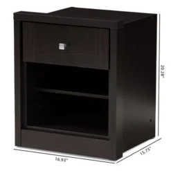 Danette Modern And Contemporary Finished 1 Drawer Nightstand Dark Brown - Baxton Studio -Baxton Studio GUEST 422e8723 99de 4bae bd28 175a9ef38bbd