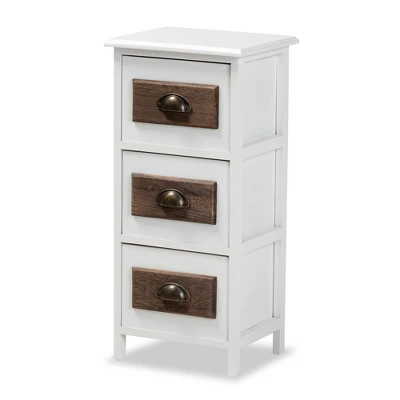 Fanning Two-Tone Wood 3 Drawer Storage Unit White/Brown - Baxton Studio 4 Fanning Two-Tone Wood 3 Drawer Storage Unit White/Brown - Baxton Studio - Image 2