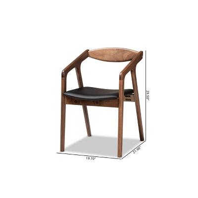 2pc Harland Faux Leather Upholstered And Wood Dining Chair Set - Baxton Studio 10 2pc Harland Faux Leather Upholstered And Wood Dining Chair Set - Baxton Studio - Image 8