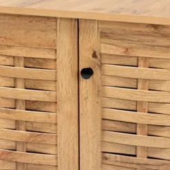 Winda Wood 3 Door Shoe Cabinet Oak Brown/Black - Baxton Studio -Baxton Studio GUEST 4302eab3 a99b 467a a0cd 7af0ac83cae1