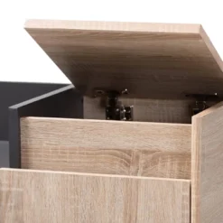 Fella Two-Tone Oak And Entryway Shoe Cabinet With Lift Top Storage Compartment Brown - Baxton Studio -Baxton Studio GUEST 434fbddb 6b61 4452 8b59 9d5f1d2b0758