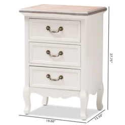 Capucine Two-Tone Natural Whitewashed Oak Finished Wood 3 Drawer Nightstand White - Baxton Studio -Baxton Studio GUEST 4371745b 03f3 4cb9 92de 0de482358db8
