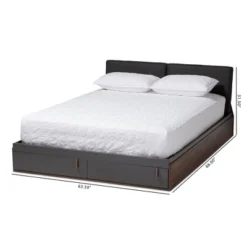 Queen Rikke Two-Tone Wood Platform Storage Bed With Upholstered Headboard Gray - Baxton Studio -Baxton Studio GUEST 4385eb0d 5a1a 4608 b58d 0e5678b46cf1