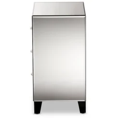 Chevron Modern And Contemporary Hollywood Regency Glamour Style Mirrored 3 - Drawers Nightstand Bedside Table - Baxton Studio -Baxton Studio GUEST 4392f57e 598e 4903 acdf 2c904d66fc40