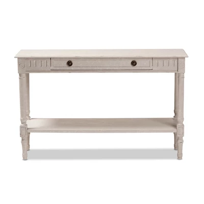 Ariella Whitewashed 1 Drawer Console Table White - Baxton Studio 3 Ariella Whitewashed 1 Drawer Console Table White - Baxton Studio