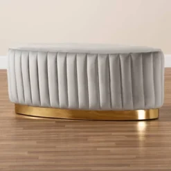 Kirana Velvet Fabric Upholstered And PU Leather Ottoman Gold - Baxton Studio 12 Kirana Velvet Fabric Upholstered And PU Leather Ottoman Gold - Baxton Studio -Baxton Studio GUEST 43dd3d27 d829 4664 a813 c9d5a7f599c1