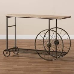 Terence Vintage Industrial Natural Wood And Metal Wheeled Console Table Black - Baxton Studio 13 Terence Vintage Industrial Natural Wood And Metal Wheeled Console Table Black - Baxton Studio -Baxton Studio GUEST 44c205ad 8722 4ff8 b25f 2503d30d3ef0