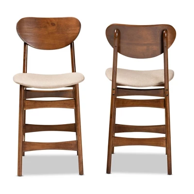 2pc Katya Fabric Upholstered And Wood Counter Height Barstool Set - Baxton Studio 3 2pc Katya Fabric Upholstered And Wood Counter Height Barstool Set - Baxton Studio